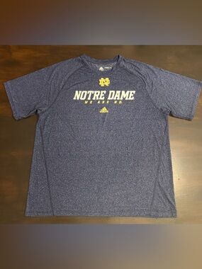 EUC Men’s 2XL Adidas Climalite Notre Dame “ We Are ND” Heathered Navy Blue Tee